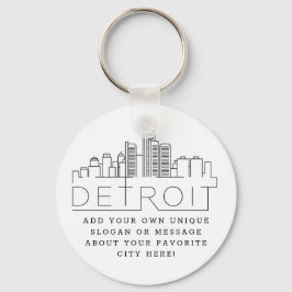 Detroit, Michigan Stylized Skyline | Aangepaste sl Sleutelhanger