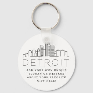 Detroit, Michigan Stylized Skyline Aangepaste sl Sleutelhanger