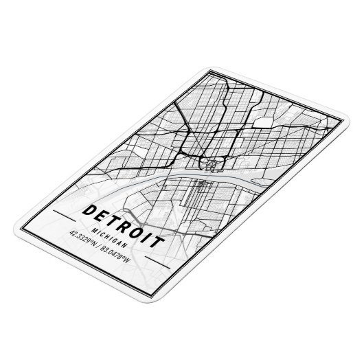 Detroit Michigan USA City Travel City Map Magneet (Linkerzijde)