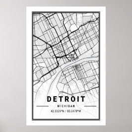 Detroit Michigan USA City Travel City Map Poster