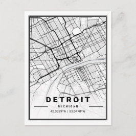 Detroit Michigan USA Travel City Map Briefkaart