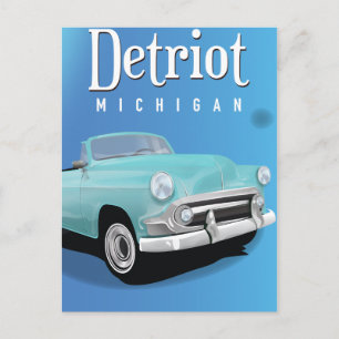 Detroit Michigan USA vintage reisposter Briefkaart