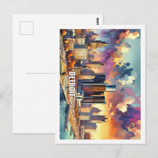 Detroit Michigan Verenigde Staten Famous Place wat Briefkaart (Voorkant / Achterkant)