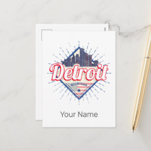 Detroit Michigan Verenigde Staten Skyline Verenig Feestdagenkaart