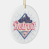 Detroit Michigan Verenigde Staten Skyline  Verenig Keramisch Ornament (Rechts)