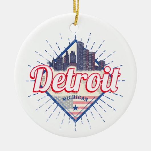 Detroit Michigan Verenigde Staten Skyline  Verenig Keramisch Ornament (Voorkant)