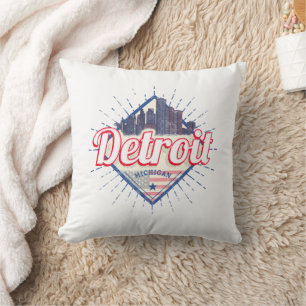 Detroit Michigan Verenigde Staten Skyline Verenig Kussen