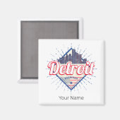 Detroit Michigan Verenigde Staten Skyline  Verenig Magneet (Voorkant / Achterkant)