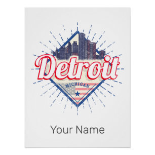 Detroit Michigan Verenigde Staten Skyline  Verenig Perfect Poster
