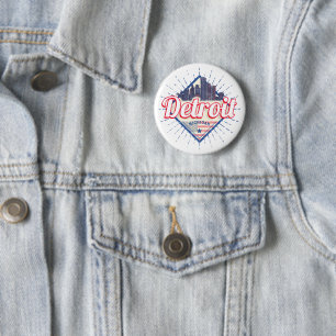 Detroit Michigan Verenigde Staten Skyline  Verenig Ronde Button 5,7 Cm