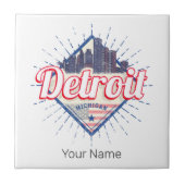 Detroit Michigan Verenigde Staten Skyline  Verenig Tegeltje (Voorkant)