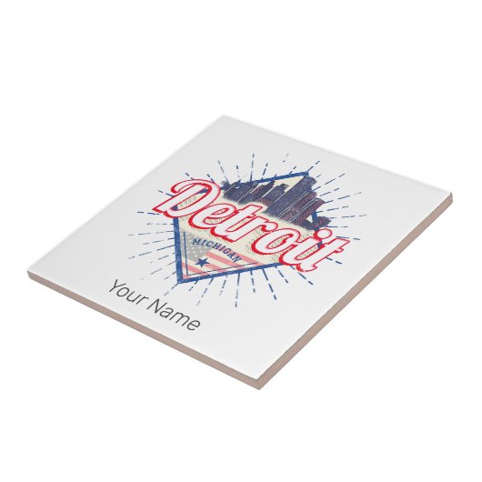 Detroit Michigan Verenigde Staten Skyline  Verenig Tegeltje (Zijkant)