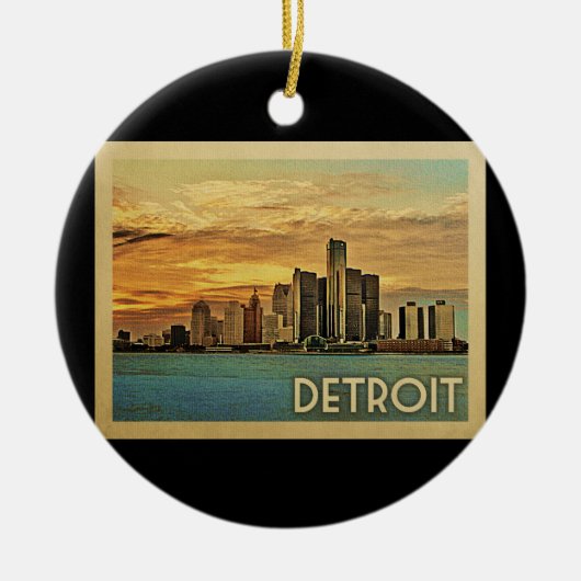 Detroit Michigan Vintage Travel Keramisch Ornament (Voorkant)