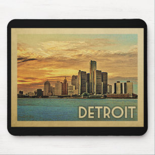 Detroit Michigan Vintage Travel Muismat