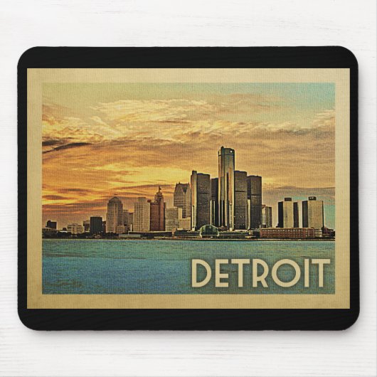 Detroit Michigan Vintage Travel Muismat (Voorkant)