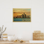 Detroit Michigan Vintage Travel Poster (Keuken)
