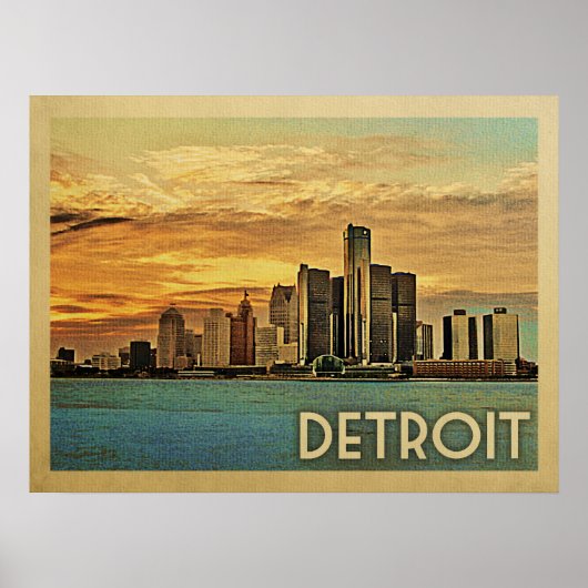 Detroit Michigan Vintage Travel Poster (Voorkant)