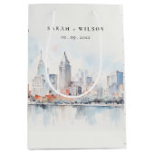 Detroit Michigan Watercolor Landscape Wedding Medium Cadeauzakje (Voorkant)