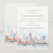 Detroit Michigan Watercolor Scape Bridal Shower Kaart (Voorkant / Achterkant)