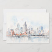 Detroit Michigan Watercolor Scape Rehearsal Dinner Kaart (Achterkant)