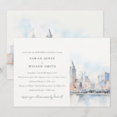 Detroit Michigan Watercolor Scape Rehearsal Dinner Kaart (Voorkant / Achterkant)