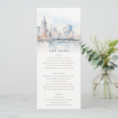 Detroit Michigan Watercolor Scape Wedding Menu Kaart (Staand voorkant)
