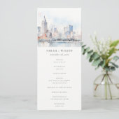 Detroit Michigan Watercolor Scape Wedding Program Kaart (Staand voorkant)