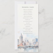 Detroit Michigan Watercolor Scape Wedding Program Kaart (Achterkant)