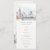 Detroit Michigan Watercolor Scape Wedding Program Kaart (Voorkant / Achterkant)