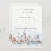 Detroit Michigan Watercolor Scape Wedding Shower Kaart (Voorkant / Achterkant)