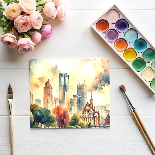 Detroit Michigan Waterverf schilderij Briefkaart