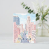 Detroit Michigan Waterverf schilderij reizen Briefkaart (Staand voorkant)