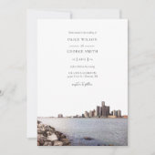 Detroit Michigan Waterverf Wedding Invitation Kaart (Voorkant)
