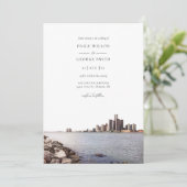Detroit Michigan Waterverf Wedding Invitation Kaart (Staand voorkant)