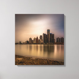 Detroit Michigan Wrapped Canvas Art 16.80 x 17.50 Afdruk