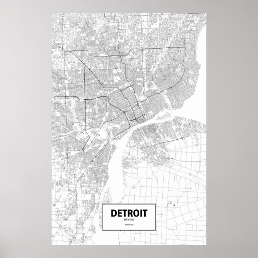 Detroit, Michigan (zwart op wit) Poster (Voorkant)
