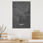 Detroit, Michigan (zwart wit) Poster (Keuken)
