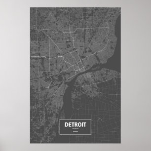 Detroit, Michigan (zwart wit) Poster