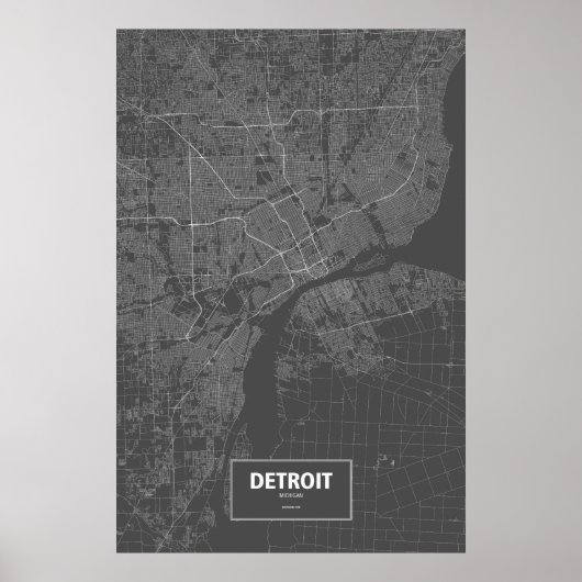 Detroit, Michigan (zwart wit) Poster (Voorkant)