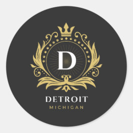 Detroit-monogram Ronde Sticker
