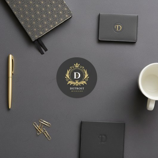 Detroit-monogram Ronde Sticker