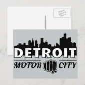 Detroit Motor City Skyline Briefkaart (Voorkant / Achterkant)