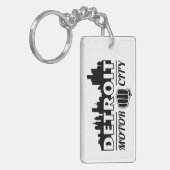 Detroit Motor City Skyline Sleutelhanger (Voorkant Links)