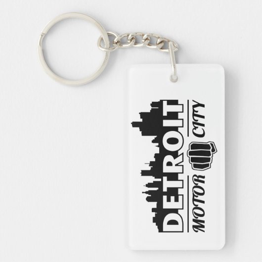 Detroit Motor City Skyline Sleutelhanger (Voorkant)