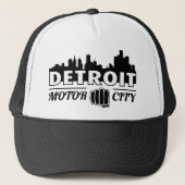 Detroit Motor City Skyline Trucker Hat Trucker Pet (Voorkant)
