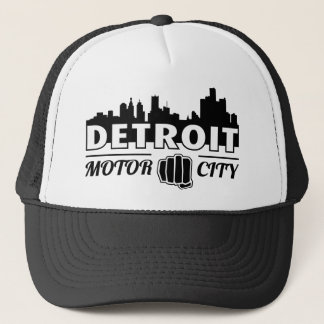 Detroit Motor City Skyline Trucker Hat Trucker Pet