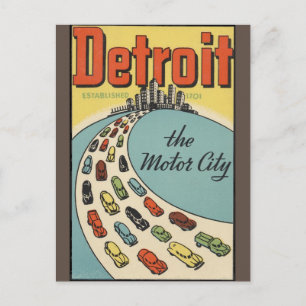 Detroit Motor City USA - Vintage Travel Briefkaart