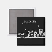 Detroit - Motor Stad - Michigan Magneet (Voorkant / Achterkant)