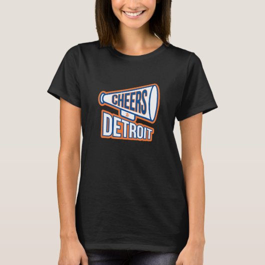 Detroit Navy Blue And Orange Megaphone T-shirt (Voorkant)