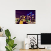Detroit Night Skyline Poster (Thuiskantoor)